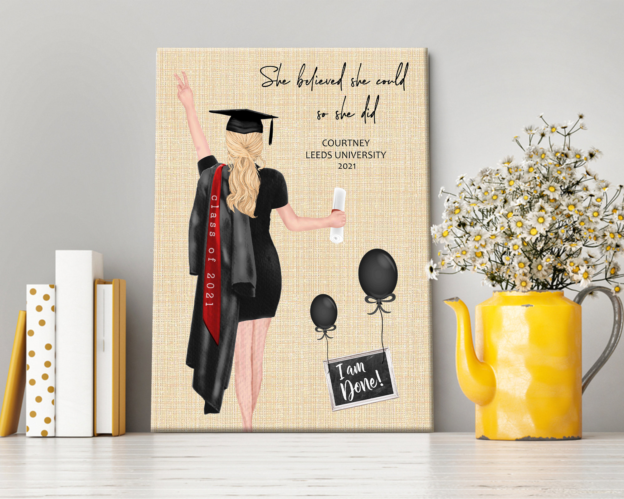 Personalized Graduation Canvas Custom Graduate Student Etsy