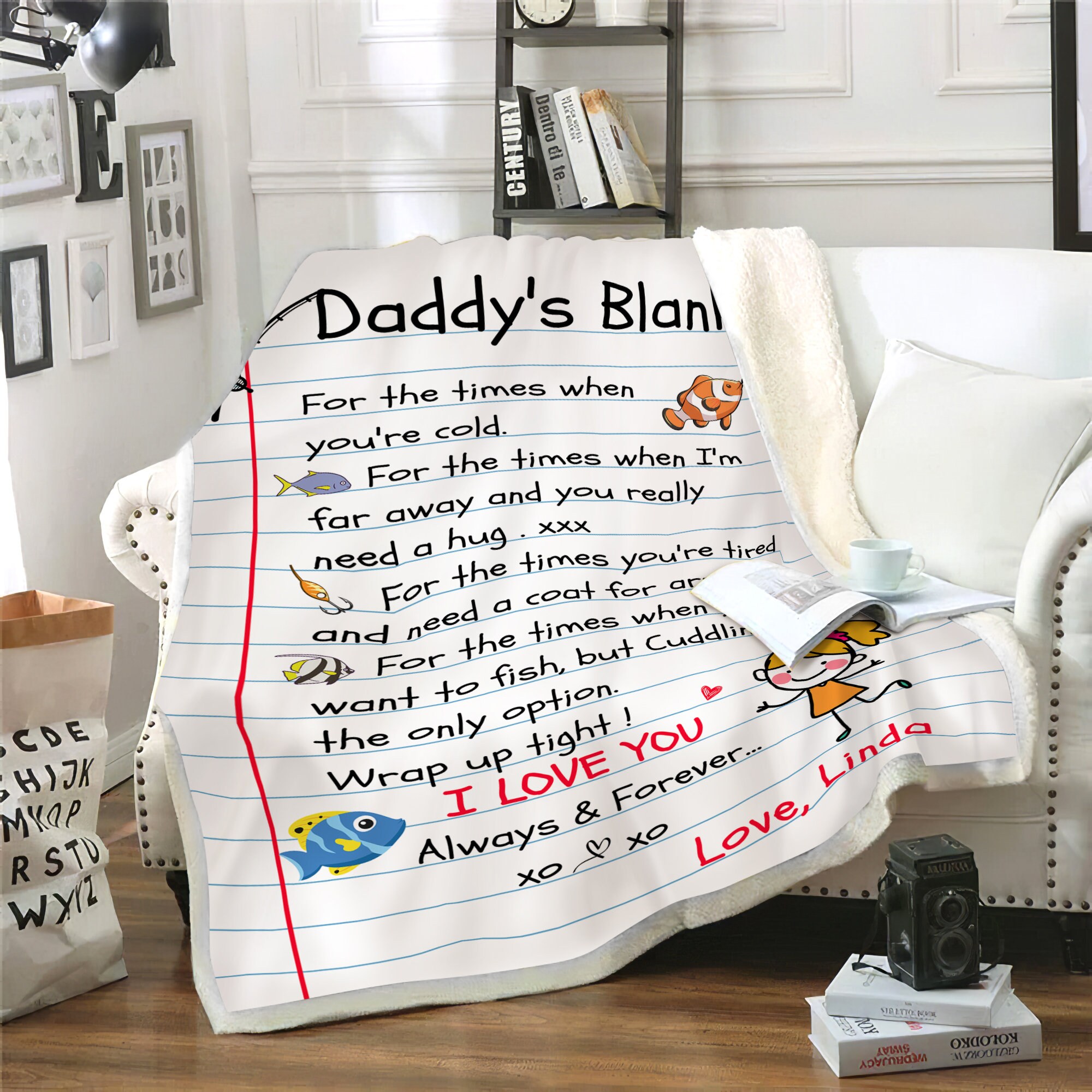 Personalized Letter To Daddy Blanket Custom Dad Blanket Dad Etsy