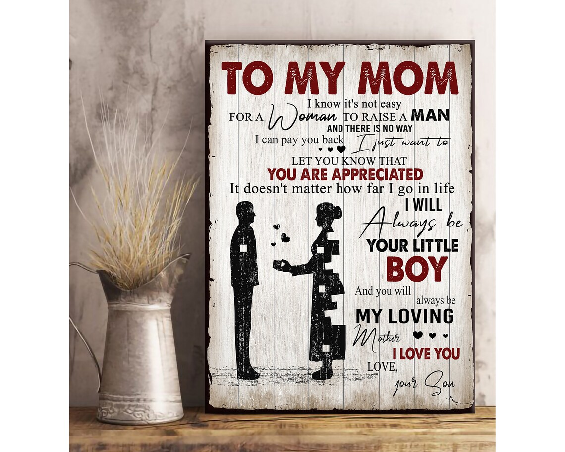 Personalized To My Mom Canvas Custom Son and Mom Wall Art Etsy