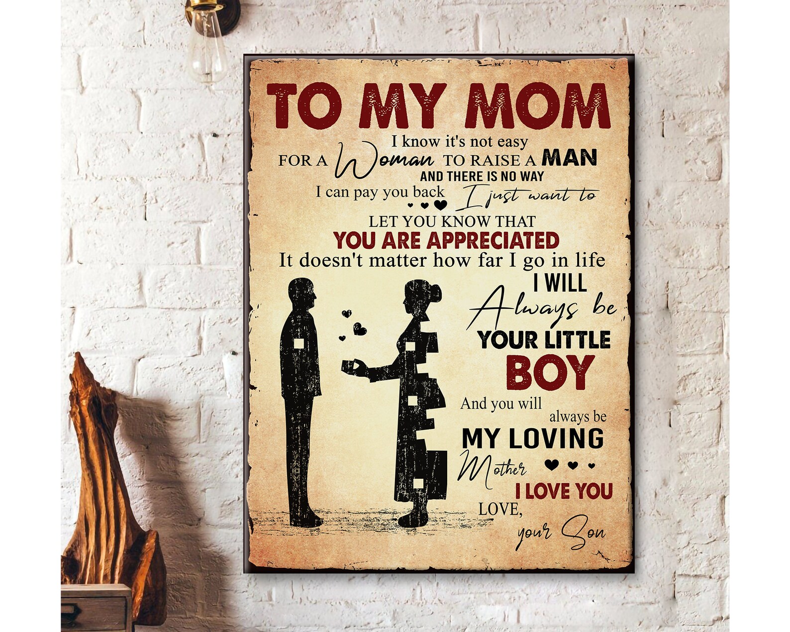 Personalized To My Mom Canvas Custom Son and Mom Wall Art Etsy
