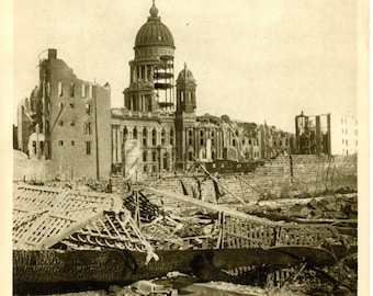 1917 City Hall San Francisco Earthquake Art Photogravure Print 2C044
