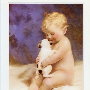 Tommy and Puppy Bookplate Art Print Painted by Bessie Pease Gutmann – Wall Art 10