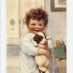 Peter and Puppy Bookplate Art Print Painted by Bessie Pease Gutmann – Wall Art 20