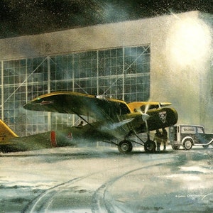 Douglas B-7 – Kiedy lotnictwo LOTNICZE LATAŁO Poczcie Ekslibris artystyczny wydrukowany przez Nixona Galloway’a – Sztuka ścienna 69