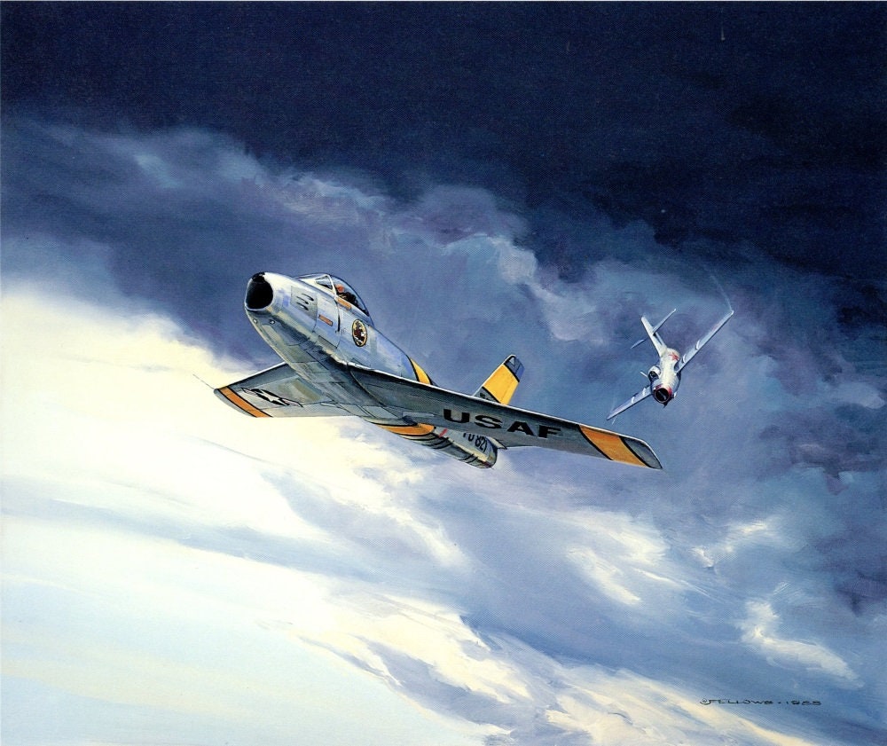 North American F-86 Sabre – CHECK SIX Bookplate Art Print Painted by ...