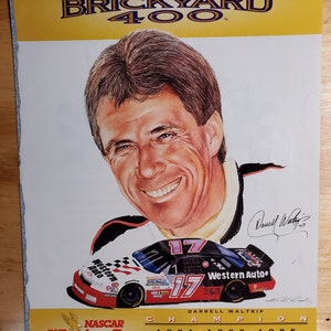 Vintage Classic 1994 Nascar Brickyard 400 Darrell Waltrip Bookplate Art Print  2RT204