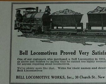 1917 BELL LOCOMOTIVE Print Ad 3RT20
