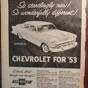 Original 1953 Chevrolet “Two-Ten” 4-Door Sedan Print Ad 2RT48