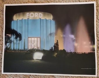 Vintage 1930s Hand-Painted Photo – Ford Pavilion San Diego Balboa Park – 11x14 Original