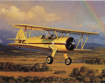 Boeing-Stearman Model 17 Bookplate Painted by William S Phillips – Wall Art P12