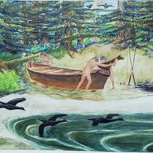 NORTHWEST COAST HAIDA Cedar Canoe Pacific North West and Alaska Bookplate Art Artist James A Cole –COLE1