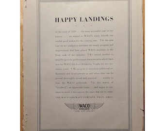 1929 Waco HAPPY LANDINGS Aircraft Airplane Print Ad 1B5