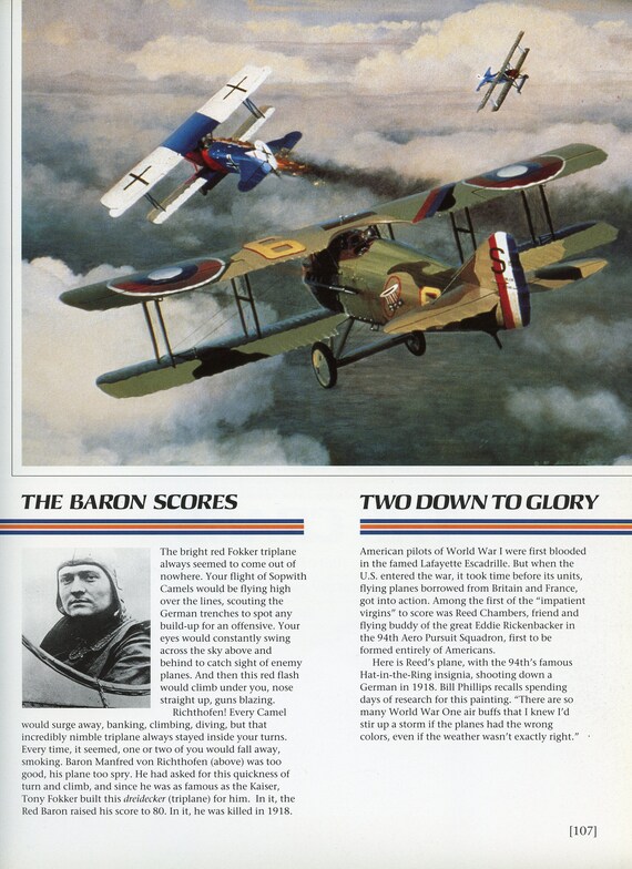 Spad Xiii Two Down To Glory Bookplate Art Print Painted By William S Phillips Wall Art P107 - 