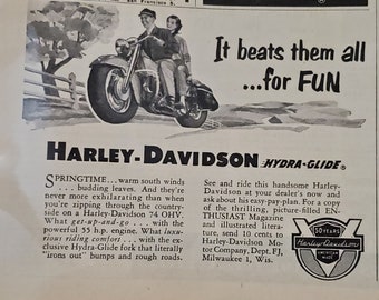 1953 HARLEY-DAVIDSON 74 OHV Motorcycle  Ad from Hot Rod Magazine 1MC5