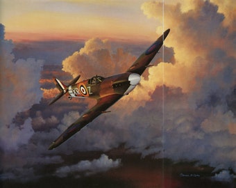 Spitfire – A TIME OF EAGLES Bookplate Art Print Painted by William S Phillips – Wall Art P27