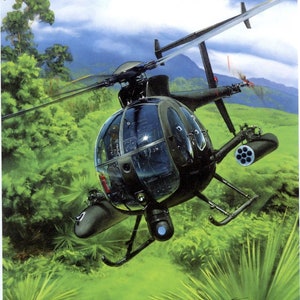 McDonnell Douglas 530MG Helicopter  – BIRD In THE HAND Bookplate Art Print Painted by Craig Kodera – Wall Art 201