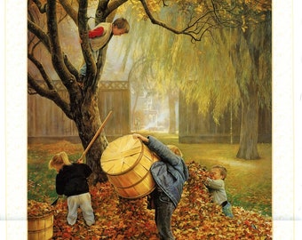 Fall Leaves - Bookplate Art Print illustrated by Greg Olsen – Fall Leaves Wall Art