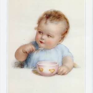 Tommy Eating Breakfast Bookplate Art Print Painted by Bessie Pease Gutmann – Wall Art 09