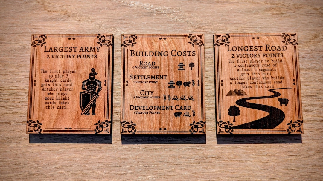 Settlers of Catan Victory Cards | Longest Road, Largest Army, Building ...