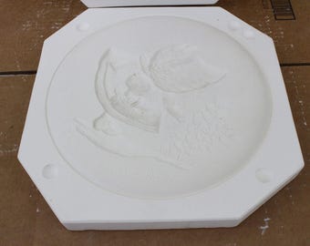Ceramic Slip Mold 2 Piece 1976 Christmas XMas Dish Plate Decoration Byron Cast