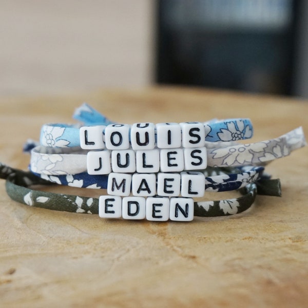 bracelet liberty prénom personnalisé - bracelet enfant - bracelet perle - bracelet homme garçon - Personalized Beaded Name - Custom Word