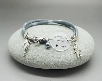 bracelet liberty cabochon "ATSEM en Or" prénom enfant étoile - cadeau personnalisable - teacher gift