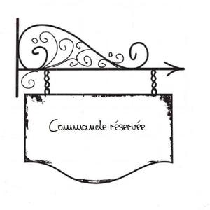 Peut inclure: Enseigne en fer forgé noir avec volutes décoratives et une flèche. Le panneau a un cadre rectangulaire avec le texte "Commande réservée" en écriture cursive, indiquant une commande ou un espace réservé.