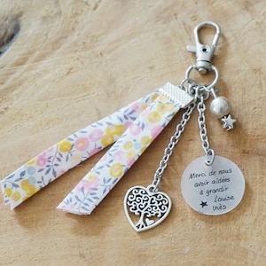 Keychain Thank you for helping me grow + First name | Liberty Pastel & Tree of Life | Gift for Nanny or ATSEM