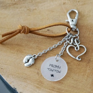 key ring engraved "Promu Tonton" original customizable pregnancy announcement - future uncle - future aunt - promoted uncle