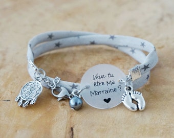 bracelet personnalisé "Veux tu être ma Marraine" - marraine qui déchire - promue marraine - cadeau marraine personnalisé - annonce grossesse
