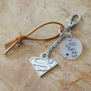 key ring engraved "Super PAPA papou papounet" customizable - Father's Day - super dad - dad gift - dad keychain