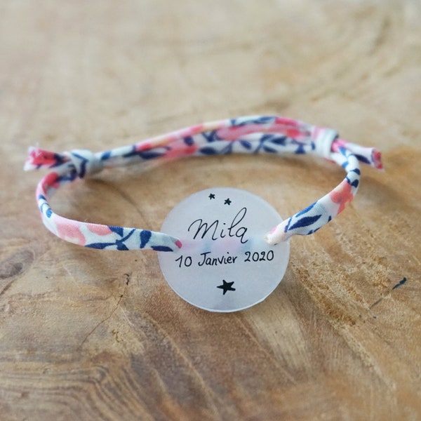 bracelet liberty - bracelet prénom personnalisé date de naissance - bracelet enfant - bracelet perle - cadeau de naissance bracelet baptême