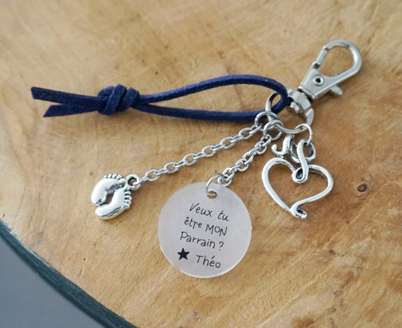 Porte clé Veux tu être mon parrain personnalisable | Etsy