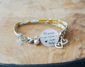 bracelet Maman on t'aime + prénom enfant personnalisable - bonne fête maman - super maman d'amour - maman je t'aime - fête des mères