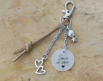 golden key ring Sister of the heart - customizable gift - friendship - best friend sister cousin girlfriend - friend gift