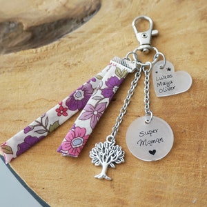 Liberty key ring "Mom" + customizable child's first name - Mother's Day gift - Happy Mom's Day - mom child mother daughter son
