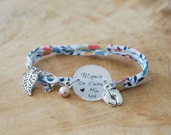 liberty cabochon bracelet "Grandma we love you" + customizable first name - grandmother's day - grandma gift