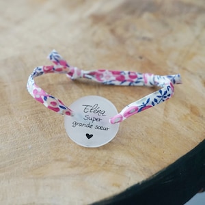 bracelet liberty bracelet prénom personnalisé bracelet enfant petite soeur promue grande soeur annonce grossesse bébé image 1