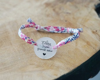 bracelet liberty - bracelet prénom personnalisé - bracelet enfant - petite soeur - promue grande soeur - annonce grossesse bébé