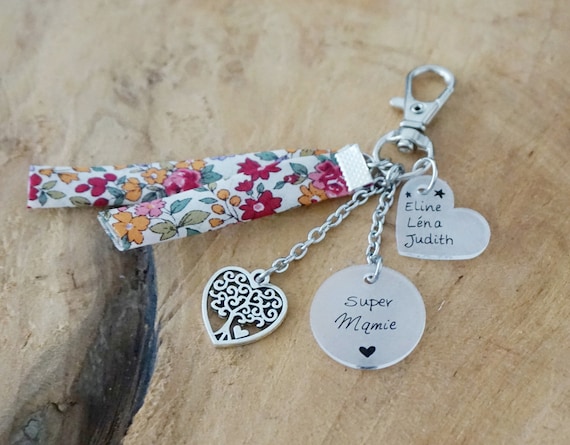 Porte Cle Liberty Super Mamie Prenom Enfant Etsy France