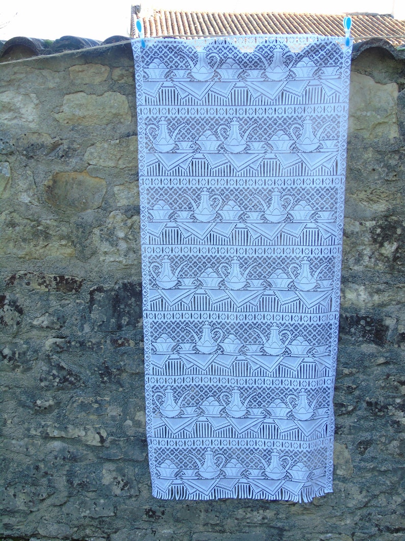 French vintage large net door panel or Cutable 1232.1.1120T 51 wide x 160 drop Very versatile. .