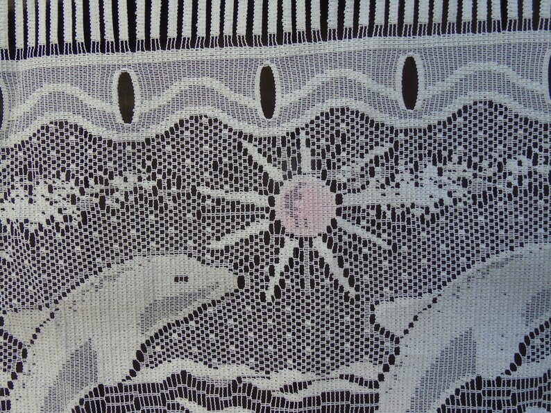 Versatile 12379 Featuring dolphins can be cut Drop 32 x 17..75 wide. French vintage single white panel curtain