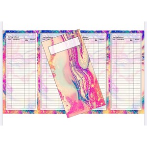 Cash Tracker Set + Envelope Design  - Glitter Swirl (Digital Download)