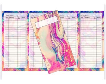Cash Tracker Set + Envelope Design  - Glitter Swirl (Digital Download)
