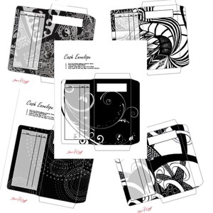 Cash Envelope Design Set- Black & White (Digital Download)