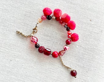 Ophelia Bracelet - Red Garnet, Bamboo Coral- Red - Statement Bracelet