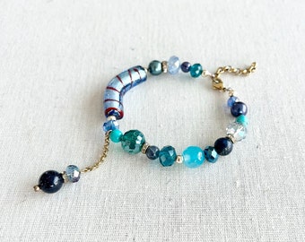 Ophelia Bracelet - Lapis Lazuli & Agate - Blue - Statement Bracelet