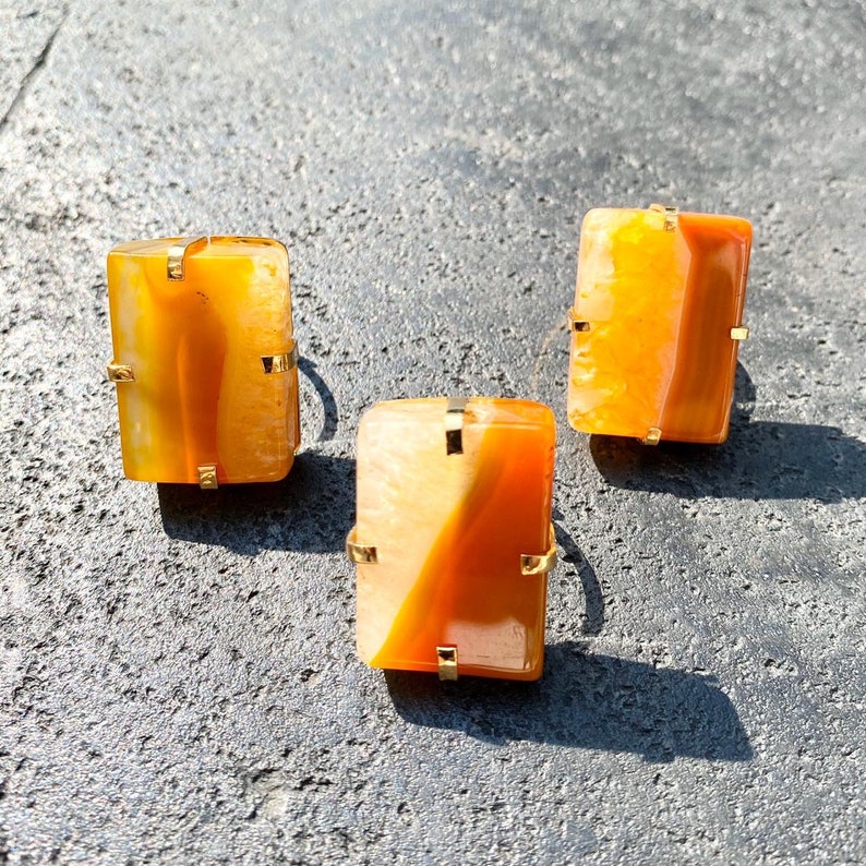 Constantine Ring La maison d\u2019evolette Adjustable ring Orange Agate 2- Statement ring- Big stone ring- Agate ring- Big chunk agate ring