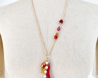 Hamlet Sautoir - Red Bamboo Coral - spring summer necklace