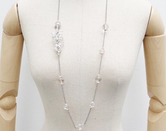 Michaela Clear Quartz & White Gold Chain (18k Gold Plated)